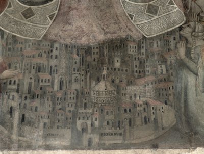 La Madonna della Misericordia con una vista de Florencia, 1342 (detalle) de Bernardo Daddi